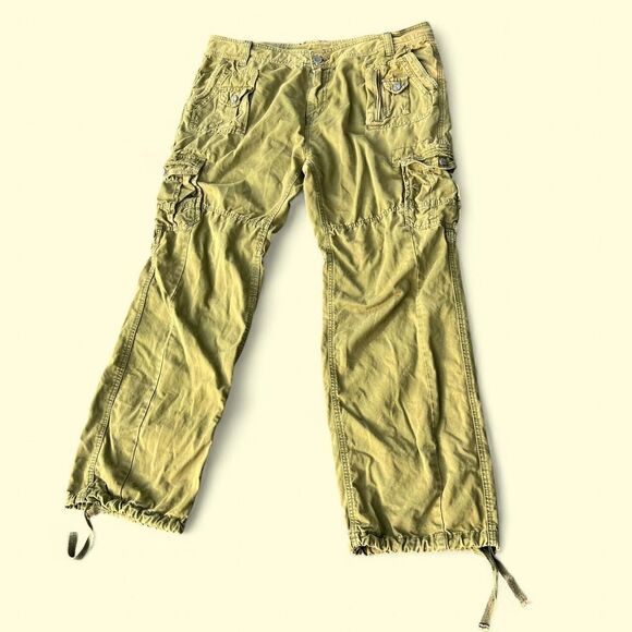 Y2K Green Japanese Baggy Tactical Cargo Pants - Picture 1 of 8